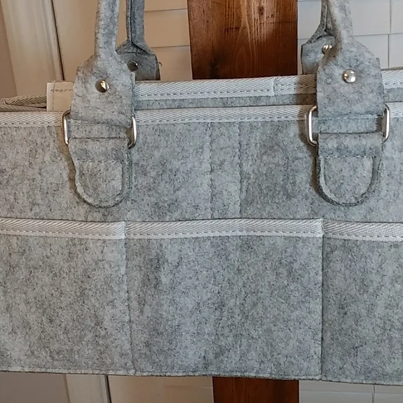 Lee Baby Co. Gray Diaper Caddy Storage Organizer Nursery Essential Tote Bag New - Picture 7 of 9